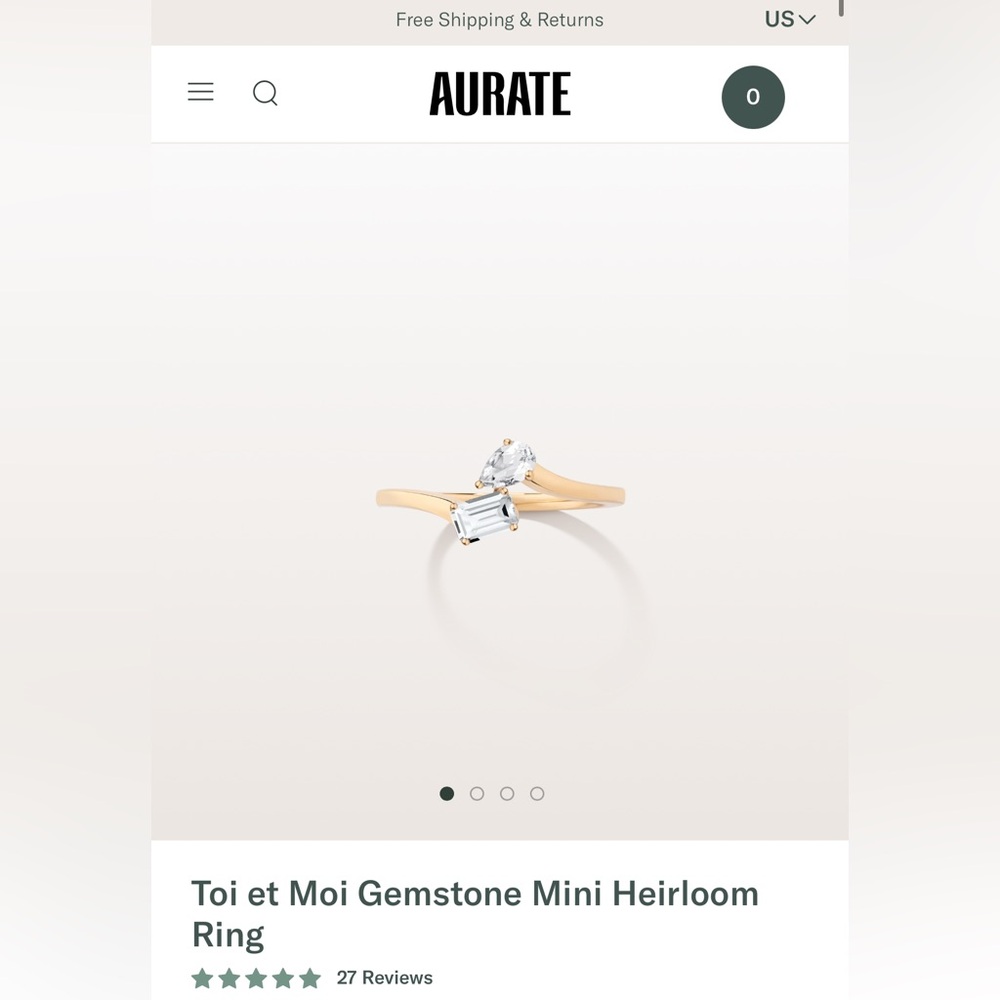 Aurate NY Toi et Moi Gemstone Mini Heirloom Ring